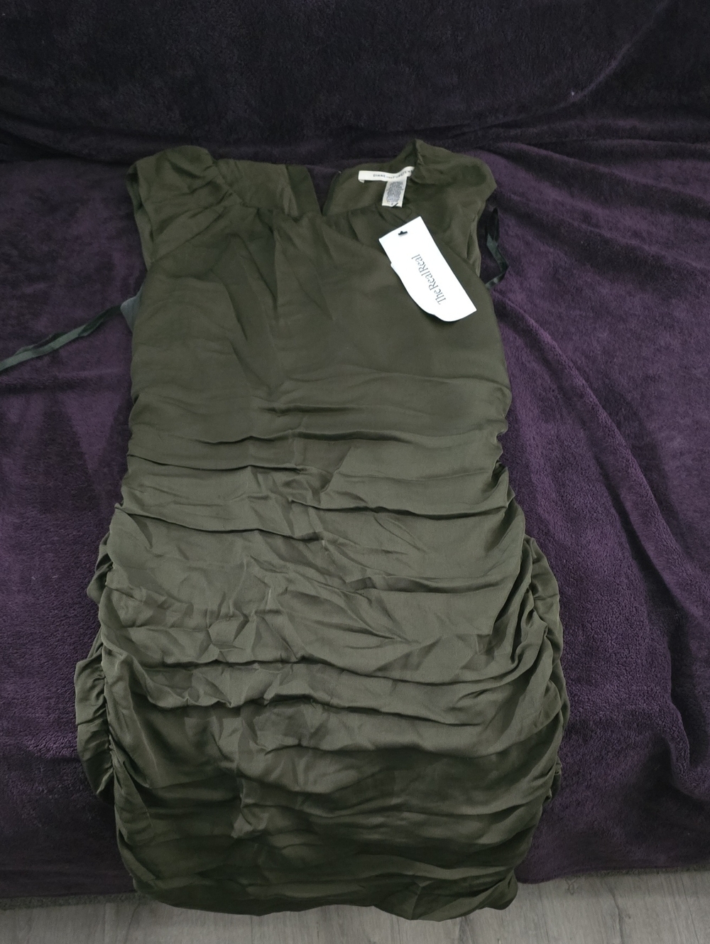 Diane Von Furstenberg Moss Green Ruffled Mini Dress